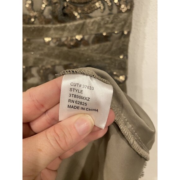 Tadashi Shoji Dress Womens 6 Gold Sequin Lace Sheath Cocktail Party 3T896MXZ - Picture 5 of 7